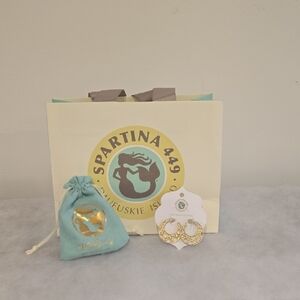 Spartina 449 Gold-Tone Earrings with Teal Pouch